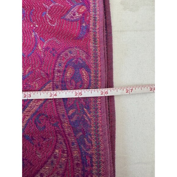 Pashmina Womens Vibrant Pink Paisley Scarf Wrap 70x26 Boho Chic Colorful Layer - Picture 6 of 6